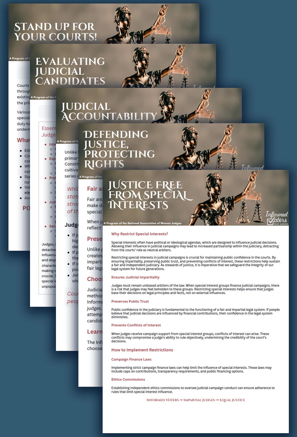 Informed Voters Fair Judges Project Handouts for meetings, forums, or voter information events
